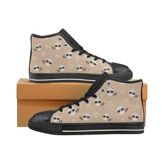 Cute raccoon heart pattern Women's High Top Shoes Black - Monsterry UK