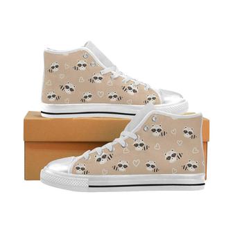 Cute raccoon heart pattern Women's High Top Shoes White - Monsterry CA