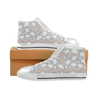 Cute rainbow clound star pattern Women's High Top Shoes White - Monsterry