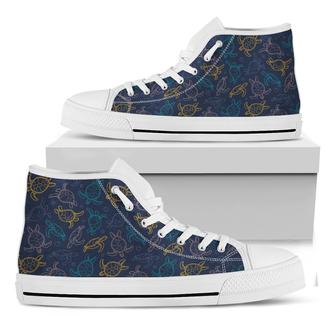 Cute Sea Turtle Pattern Print White High Top Shoes - Monsterry AU