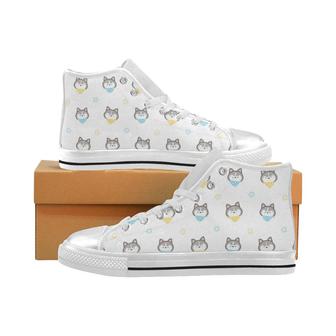 Cute Siberian Husky pattern Women's High Top Shoes White - Monsterry AU