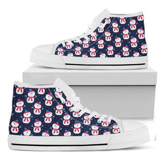 Cute Snowman Pattern Print White High Top Shoes - Monsterry UK