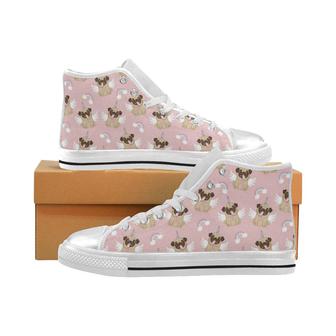 Cute unicorn pug pattern Women's High Top Shoes White - Monsterry