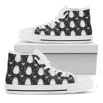 Cute White And Grey Owl White High Top Shoes - Monsterry DE