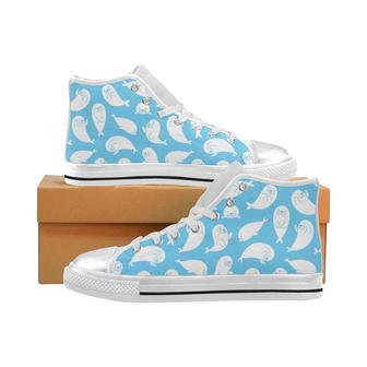 Cute white sea lion seals pattern Women's High Top Shoes White - Monsterry CA