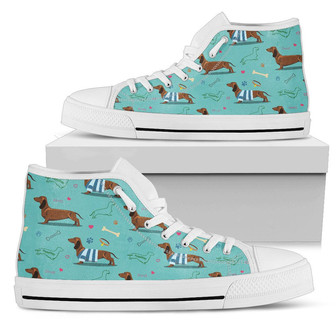 Dachshund Paw Decorative Print Pattern Women High Top Shoes - Monsterry
