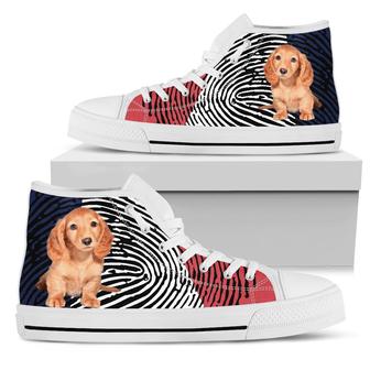 Dachshund Red White And Blue High Top Shoes For Women, Shoes For Men Custom Shoes - Monsterry