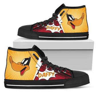 Daffy Duck Sneakers Cartoon Fan High Top Shoes Fan Gift - Monsterry