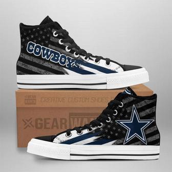 Dallas Cowboys High Top Shoes Custom American Flag Sneakers | Favorety