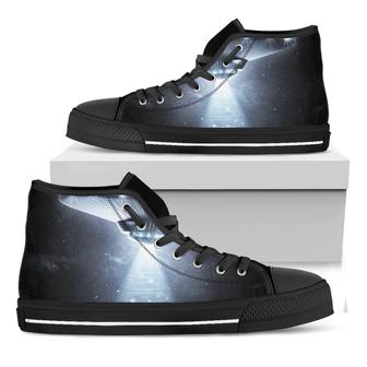 Dark Night Ufo Print Black High Top Shoes - Monsterry AU