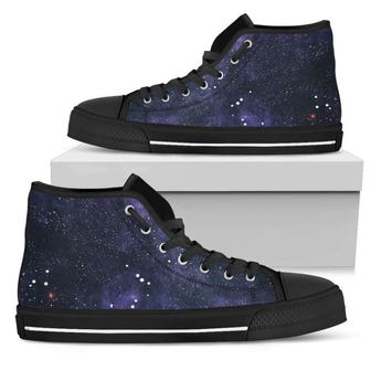 Dark Purple Galaxy Outer Space Print Men's High Top Shoes - Monsterry AU