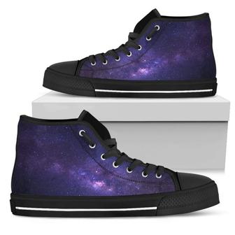 Dark Purple Milky Way Galaxy Space Print Men's High Top Shoes - Monsterry DE
