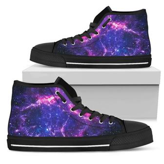 Dark Purple Universe Galaxy Space Print Women's High Top Shoes - Monsterry DE