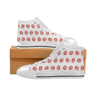 Daruma japanese wooden doll pattern Women's High Top Shoes White - Monsterry