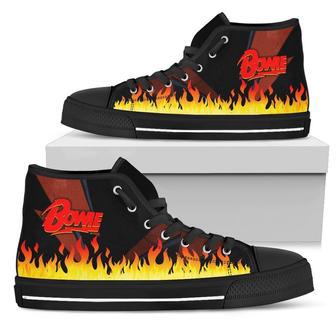 David Bowie Sneakers Flames High Top Shoes Music Fan | Favorety CA