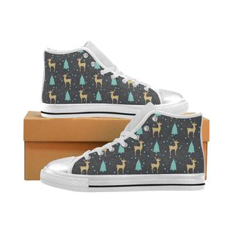 Deers star tree pattern Women's High Top Shoes White - Monsterry AU