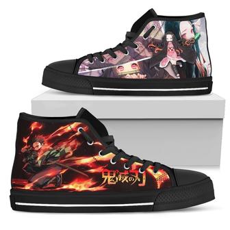 Demon Slayer Sneakers Tanjiro And Nezuko High Top Shoes Anime | Favorety