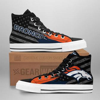 Denver Broncos High Top Shoes Custom American Flag Sneakers | Favorety