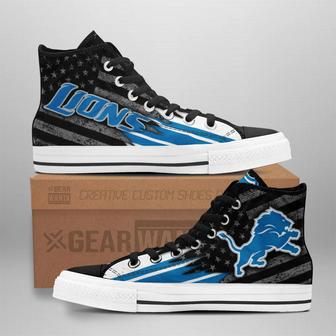 Detroit Lions High Top Shoes Custom American Flag Sneakers | Favorety AU