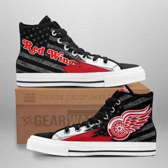 Detroit Red Wings High Top Shoes Custom American Flag Sneakers | Favorety CA