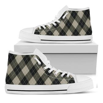 Diamond Shapes Argyle Pattern Print White High Top Shoes - Monsterry CA