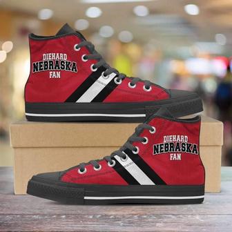 Diehard Nebraska Fan Canvas High Top Shoes Sneakers - Monsterry