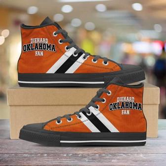 Diehard Oklahoma Fan In Orange Canvas High Top Shoes Sneakers - Monsterry CA