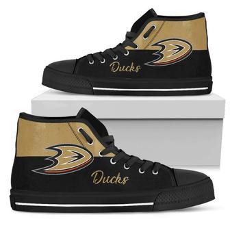 Divided Colours Stunning Logo Anaheim Ducks High Top Shoes | Favorety CA