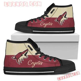 Divided Colours Stunning Logo Arizona Coyotes High Top Shoes Sport Sneakers | Favorety