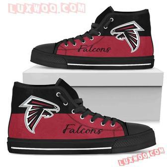 Divided Colours Stunning Logo Atlanta Falcons High Top Shoes Sport Sneakers | Favorety