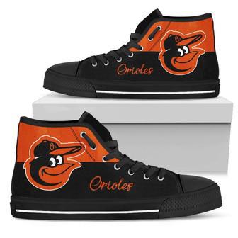 Divided Colours Stunning Logo Baltimore Orioles High Top Shoes | Favorety UK