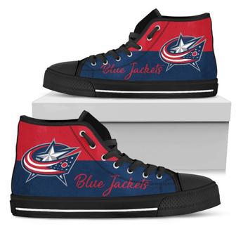 Divided Colours Stunning Logo Columbus Blue Jackets High Top Shoes | Favorety CA