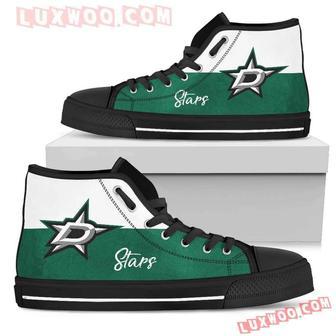 Divided Colours Stunning Logo Dallas Stars High Top Shoes Sport Sneakers | Favorety