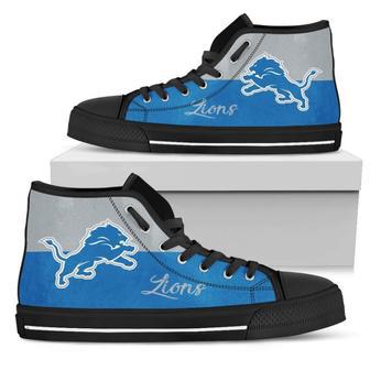 Divided Colours Stunning Logo Detroit Lions High Top Shoes | Favorety