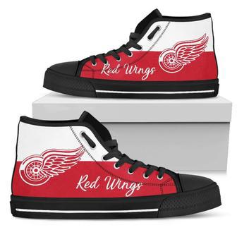 Divided Colours Stunning Logo Detroit Red Wings High Top Shoes | Favorety