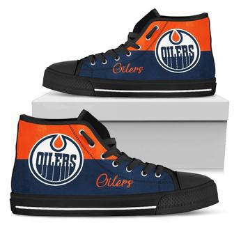 Divided Colours Stunning Logo Edmonton Oilers High Top Shoes | Favorety CA