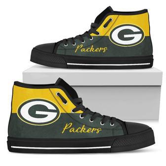 Divided Colours Stunning Logo Green Bay Packers High Top Shoes | Favorety AU