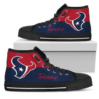 Divided Colours Stunning Logo Houston Texans High Top Shoes | Favorety