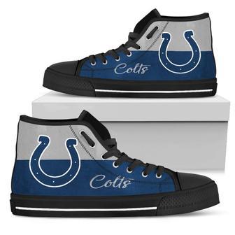 Divided Colours Stunning Logo Indianapolis Colts High Top Shoes | Favorety