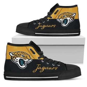 Divided Colours Stunning Logo Jacksonville Jaguars High Top Shoes | Favorety