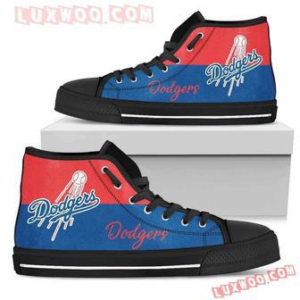 Divided Colours Stunning Logo Los Angeles Dodgers High Top Shoes Sport Sneakers | Favorety