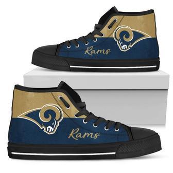 Divided Colours Stunning Logo Los Angeles Rams High Top Shoes | Favorety DE