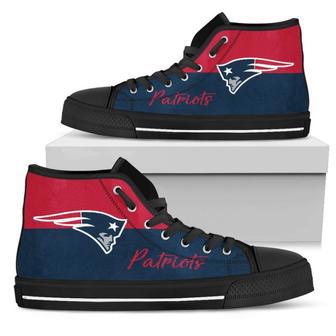 Divided Colours Stunning Logo New England Patriots High Top Shoes | Favorety AU