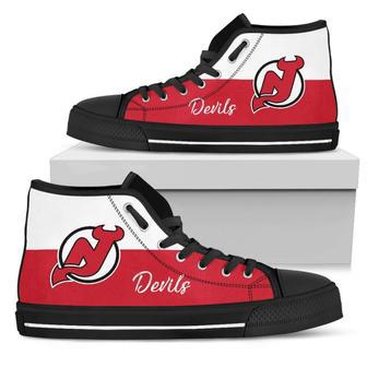 Divided Colours Stunning Logo New Jersey Devils High Top Shoes | Favorety AU