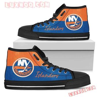 Divided Colours Stunning Logo New York Islanders High Top Shoes Sport Sneakers | Favorety