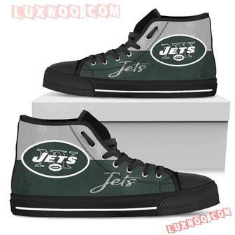 Divided Colours Stunning Logo New York Jets High Top Shoes Sport Sneakers | Favorety CA