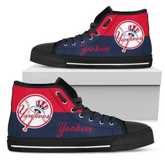 Divided Colours Stunning Logo New York Yankees High Top Shoes | Favorety