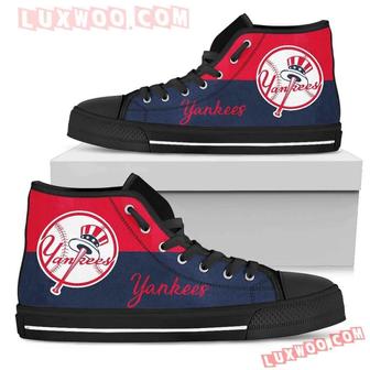Divided Colours Stunning Logo New York Yankees High Top Shoes Sport Sneakers | Favorety UK
