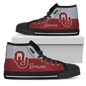 Divided Colours Stunning Logo Oklahoma Sooners High Top Shoes | Favorety DE