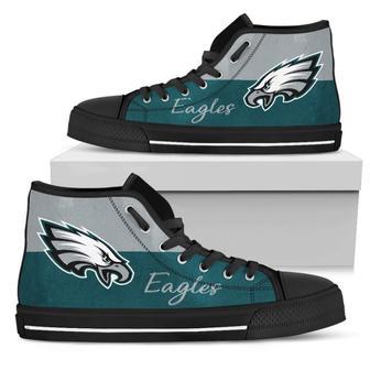 Divided Colours Stunning Logo Philadelphia Eagles High Top Shoes | Favorety AU